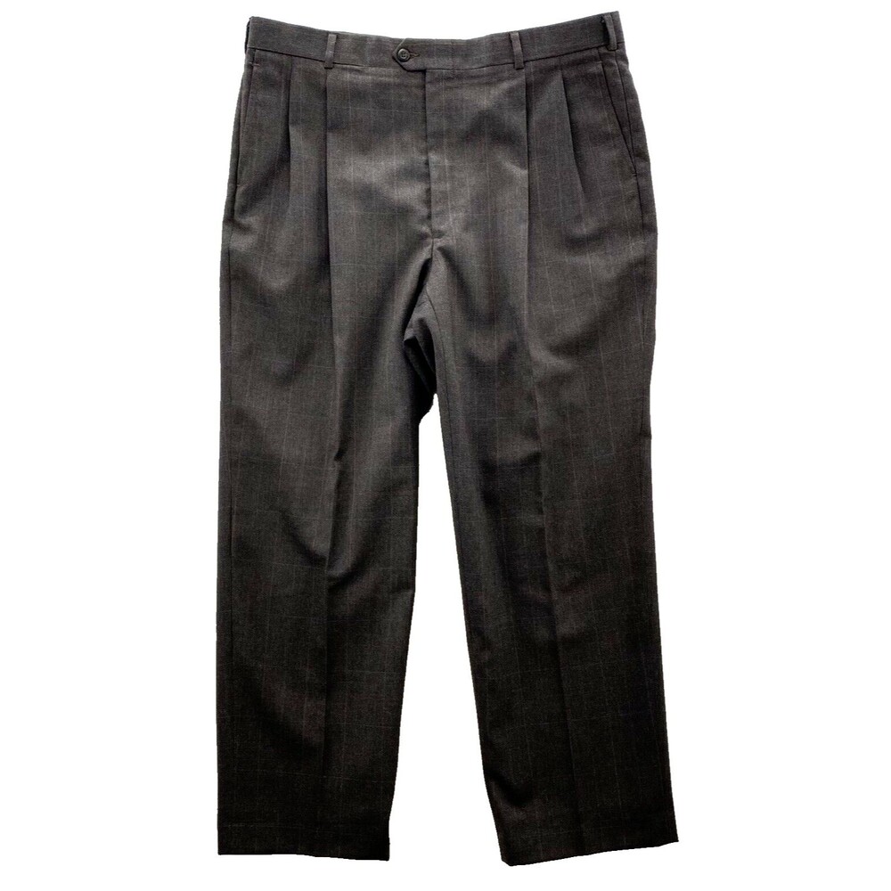John Alexander Pants Men's 38x30 Gray Pleated Front Wool Preppy Corpcore USA